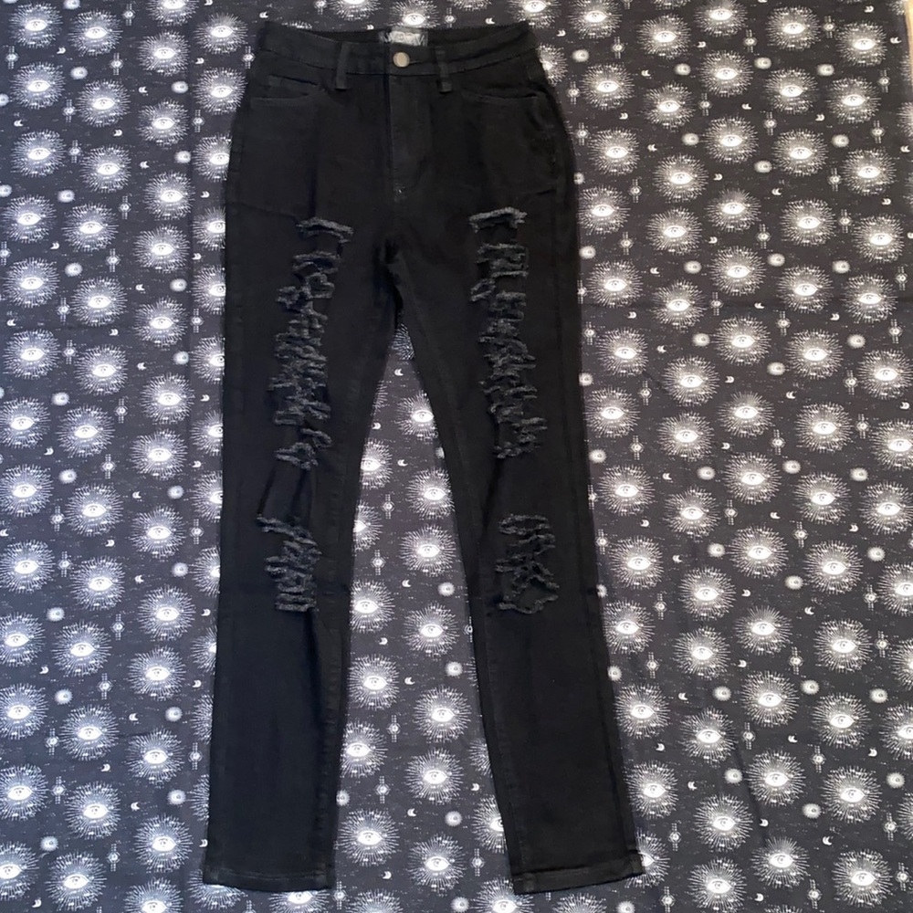 Dolls Kill Widow Into Oblivion Distressed Jeans